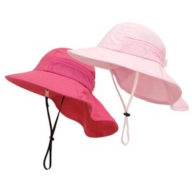 SEYUFN Baby Sun Hat Girls Boys Neck Cap Child Protection Bucket Hats Breathable Baby Girl Beach Hat Toddler Summer Hat, C-pink & C-rose red
