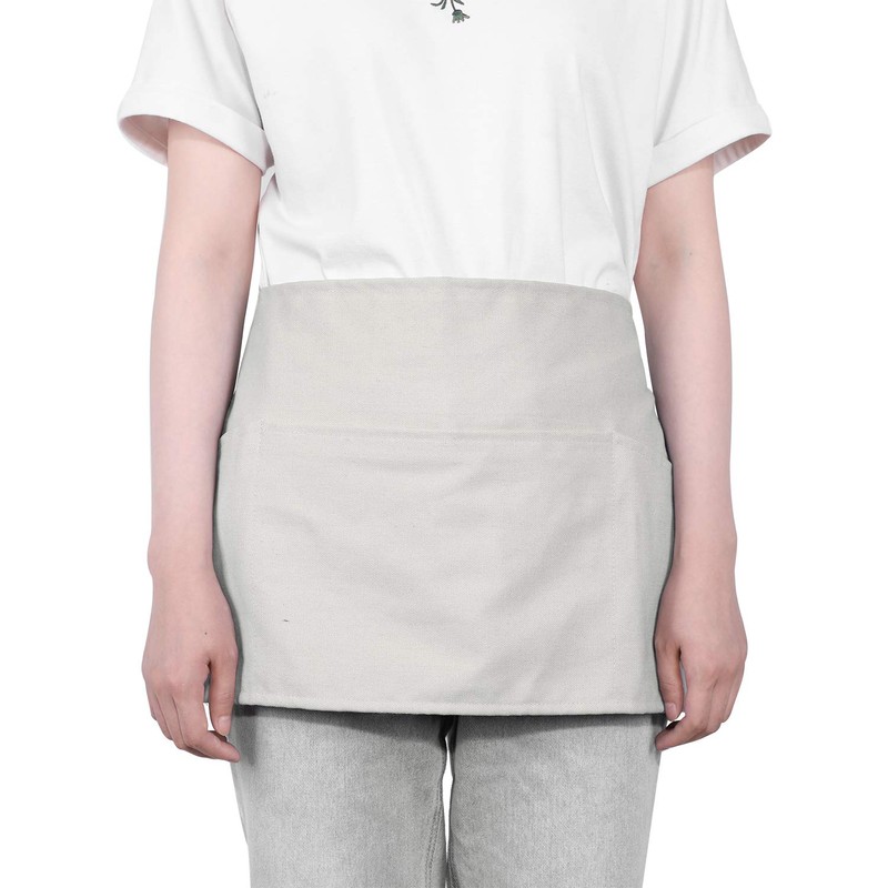GNEGNI 3 Pockets Waist Apron-Waitress Waiter Server Apron Short Half