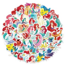 Pack of 50 Mermaid Stickers, Cute Mermaid Princess Stickers, Kawaii Waterproof Vinyl DIY Sticker Set for Skateboard, Car, Laptop, Guitar, Teenagers, Children