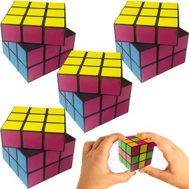 ArtCreativity Neon Puzzle Cubes, Set of 4, 3D Puzzles for Kids with Vibrant Colors, Brain Teaser Puzzles and Travel Toys for Kids, 80s Party Favors for Adults, Colorful Retro Party Decorations