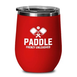 Pickleball Red Edition Wine Tumbler 12oz - Paddle frenzy unleashed - Ball Game pop tennis rackets netball handlball