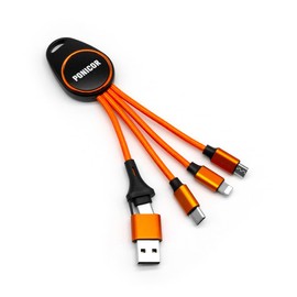 PONICOR 5 in 1 Multi Charging Cable, Short Universal USB Keychain Cable for Travel, Portable Nylon Braided Charging Cord with Type C/Micro USB/iOS Port Connector