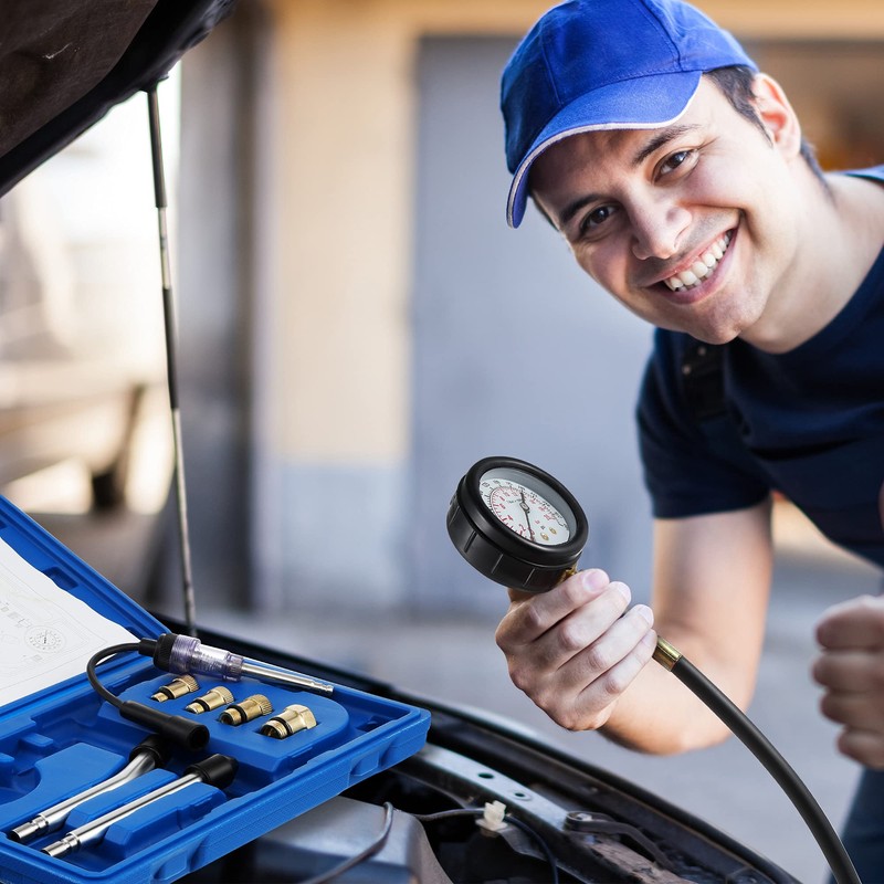 Fiada 9 Pieces Automotive Compression Tester Kit and Spark Plug