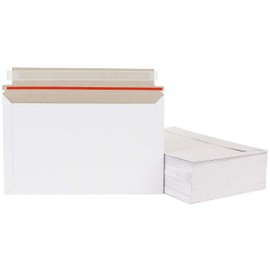 Acrux7 100 Pack Self Seal Photo Document Mailers, 9.8x6.3 Inch Rigid Cardboard Mailers, Stay Flat White Envelopes for CD, Photos, Pictures, Papers, etc.