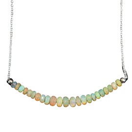 InfinityGemsArt Trendy Opal Necklaces for Women 925 Sterling Silver Adjustable Chain Chakra Healing Crystal - Natural Gemstones Jewelry for Girls December Birthstone Necklace 18 inch