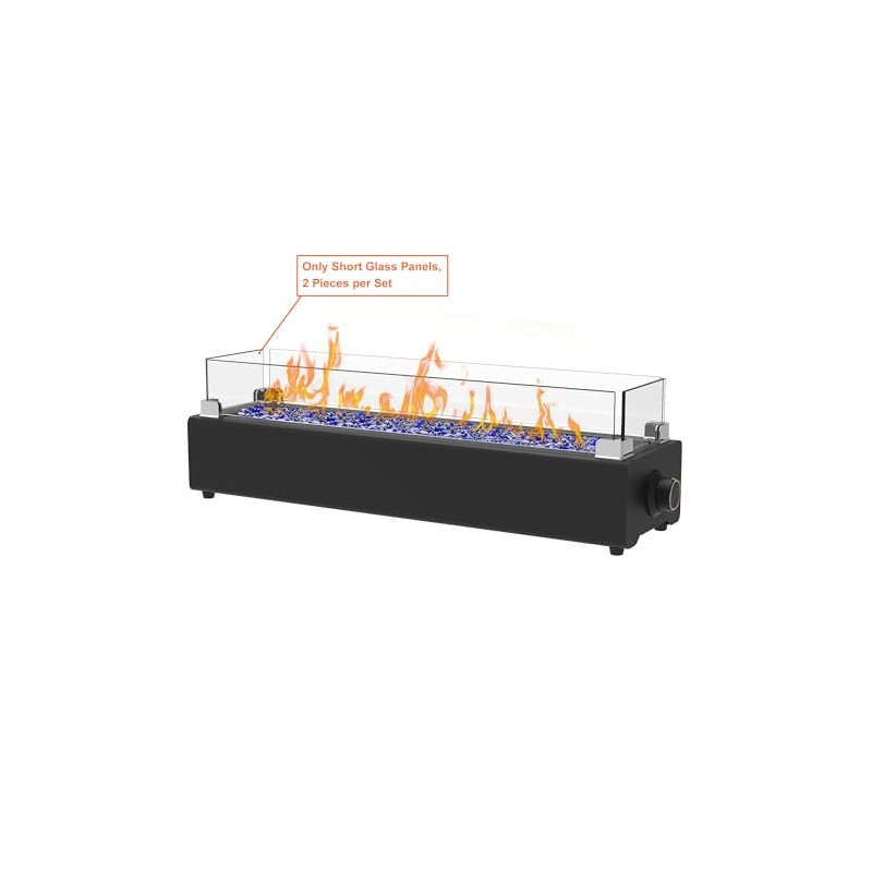 BAIDE HOME Replacement Short Glass Panels for Tabletop Gas Fire