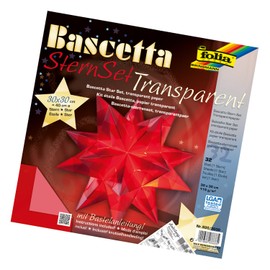 folia - Craft Set Bascetta Star, Transparent White, Finished Size of the Paper Star, With Detailed Instructions (English Language Not Guaranteed) - Ideal For Timeless Decoration