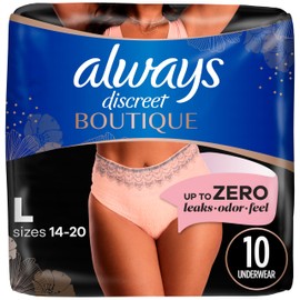 Always Discreet Boutique Incontinence Underwear for Women, Large, 10 Count (Packaging May Vary)