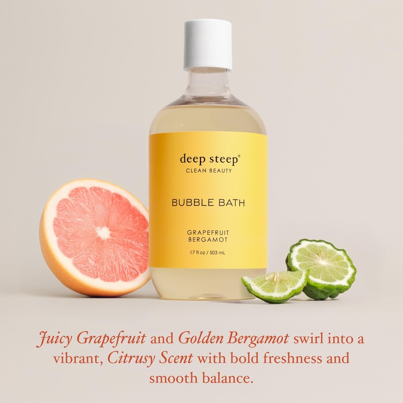 Deep Steep Bubble Bath, Grapefruit Bergamot 17 oz (Pack of