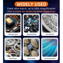 Macro Digital Microscope Fixed Focus, Portable Handheld Magnifying Glass,2.0 inch Color Screen, 200w Pixel, 500x Magnification, Built-in 8LEDs, Compatible with, Windows, Mac OS (White)