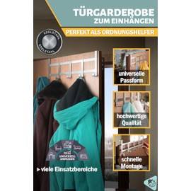 Menz Door Coat Rack for Hanging Made of Stainless Steel - Flexible Door Hooks for Whole Home, Clothes Hooks for Door, Space-Saving Door Hook Rail, Hook for Hanging, Universal Use