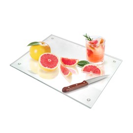 Seelenruhe Tempered Glass Cutting Board for Kitchen Counter, 12x16 Clear Cutting Board for Countertop, Non-Slip, Heat-Resistant, Machine Washable, Easy to Clean, Kitchen Decoration