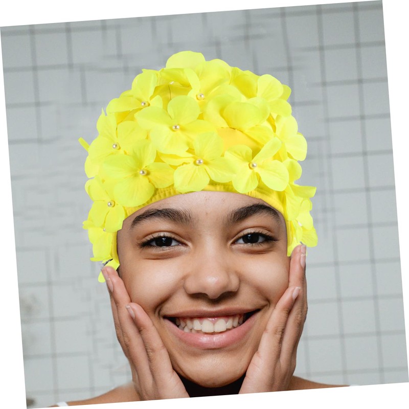 Totority Women's Floral Swim Cap for Women Hat Cooler Stretchy