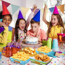 24 Pcs Cartoon Story Disposable Paper Food Trays Birthday Decorations Blue Sky White Clouds Snack Bowls Cartoon Toy Theme Birthday Party Supplies Hot Dog Movie Snack Trays