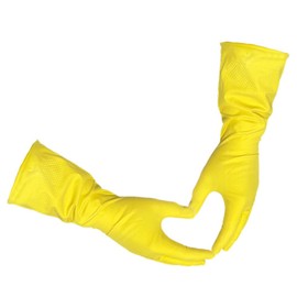 Size Large - 1 Pair (2 Gloves) - Gloves Legend Yellow Latex Household Kitchen Cleaning Dishwashing Reuseable Gloves