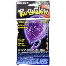 Unique Party 54783 - 10" Latex Stars LED Light Up Balloons, Assorted Pack of 5
