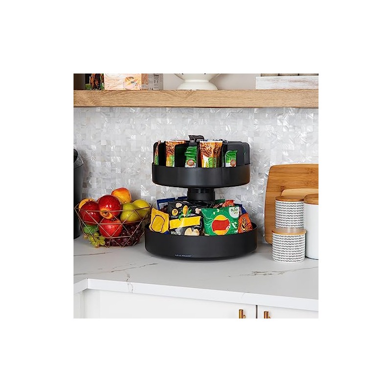 Mind Reader 2-Tier Snack Carousel, Countertop Organizer, Snack Tray, Breakroom,