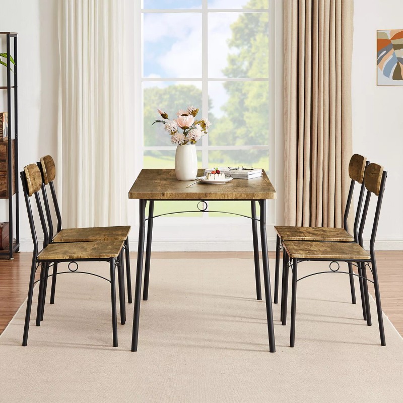 Vecelo 3/5 Piece Dining Table Set Chairs Wood Dinette Table