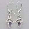 Amber America Facetted Purple AMETHYST Celtic Knot Earrings Leverback 925