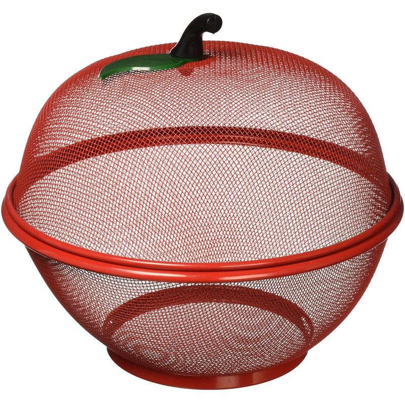 Style Asia Apple-Shaped Basket, Mesh Fruit Holder, Red
