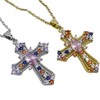 Joddfly 2-PCS Multi-Color Stainless Steel Cross Pendant Necklace with Zircon