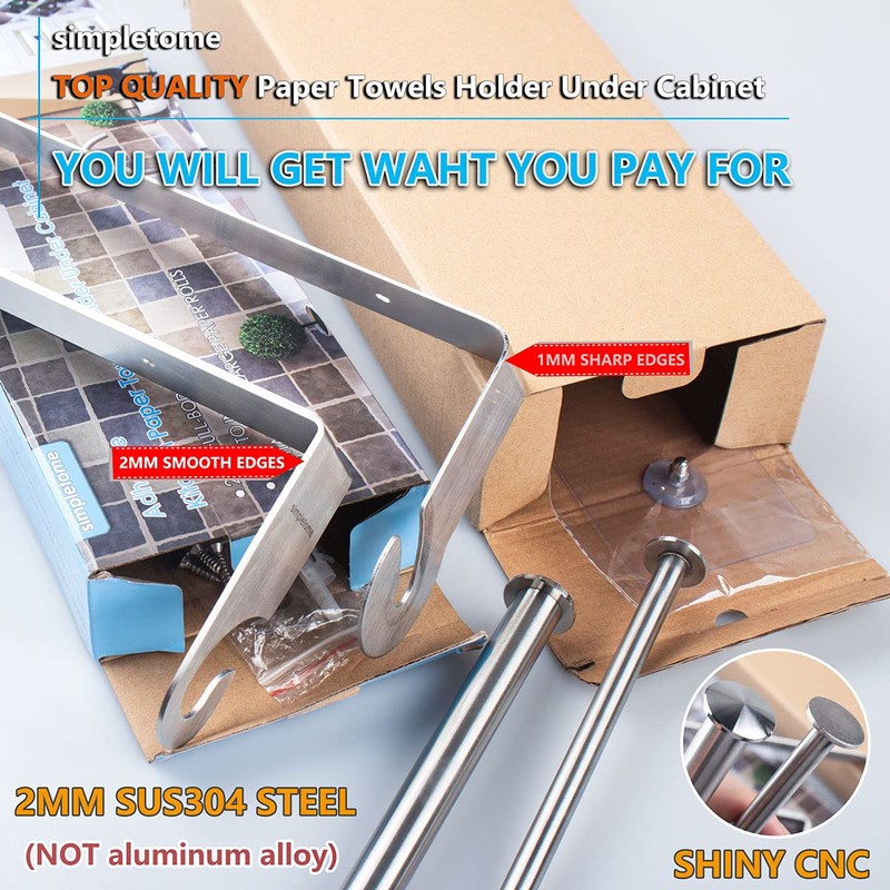 simpletome Stainless Steel Kitchen Roll Holder Paper Towel Holder Kitchen