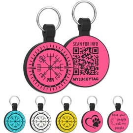 MYLUCKYTAG QR Code Silicone Pet ID Tag Dog Cat Tag, Online Pet Profile, Pet Location Alert Email, Digital Pet Tag, Quiet Dog Tag, Durable Pet ID, Dog Collar Tag, Engraved Pet Tag
