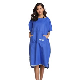 FLYILY Surf Poncho Mobile Changing Aid and Cuddly Bathrobe in One Fashionable and Useful (Royal Blue, Large(Fit for Adult))