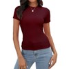 Abardsion Women's Casual Basic Knit Ribbed Tees 2024 Slim Raglan