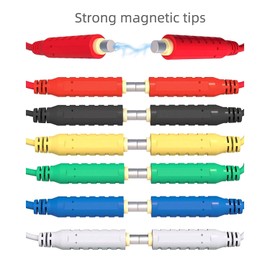6 Pcs Magnetic Silicone Test Leads Kit, 30V AC/5A 20AWG Low Voltage Magnetic Jumper Silicone Flexible Test Wires 3.3FT Cables for Testing