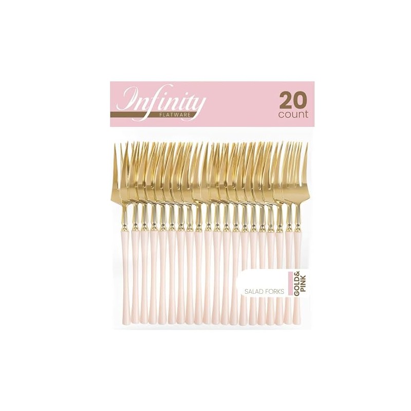 Blue Sky Infinity Flatware Gold & Pink Salad Forks -