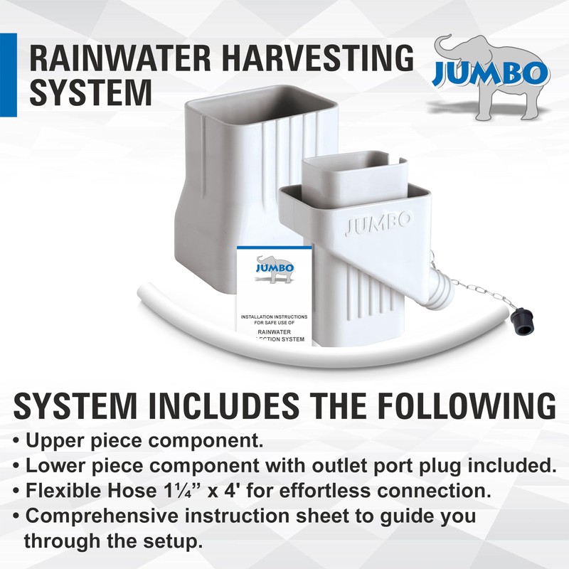 JUMBO Rooftop Rainwater Harvesting System from Downspouts Diverter Size 2”