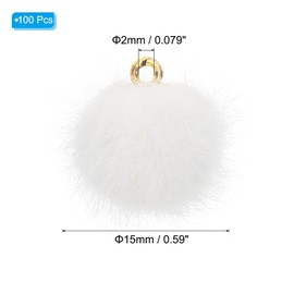 PATIKIL 100pcs Pom Poms Charm, Pompoms Charm Craft Pom Poms Pendants Balls Small Fluffy Tassel Bulk for Crafts Jewelry Making, White