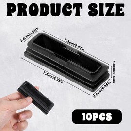 10 Pack 3 x 1 Inch Rectangle Plastic Tubing End Caps, Rectangle Chair Leg Caps Hole Plugs, Black Tube Insert Plug Cap for Table Chair Glides Fence Plug Floor Protector Fitness Equipment