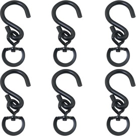 WHYHKJ 6PCS Swivel Plant Hooks Black 9x3.5cm 360 Degree Heavy Duty Swivel Hooks Flower Pot Container Activity Buckle for Hanging Flower Basket Bird Feeder Pendant Potted Plants Wind Chime