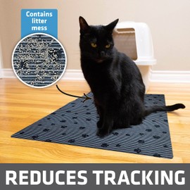 Drymate Drymate Original Cat Litter Mat, Contains Mess from Box, Protects Floors, Urine-Proof, Machine Washable, Soft on Kitty Paws, Absorbent, Waterproof (USA Made, Recycled Content) (20x28)(GreyStripePaw)