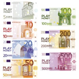 Children's Play Money Set, 175 Sheets, 5/10/20/50/100/200/500 Learning Resources Play Money Set, Banknotes, for Role Play, Calculating and Learning