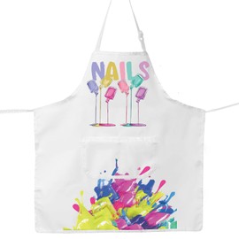 MYSOMY Nail Tech Apron With Pockets Nail Artist Apron Nail Manicurist Apron Nail Boss Apron Nail Salon Aprons For Women (nail boss white)