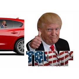 Car Window Decal Funny 3D Trump Decals Car Sticker Window Cling Automotive Decal for Any Smooth Surface - Gift for Friends/Family - Trump 2024 Sticker (Trump Thumbs Up) - Made in USA