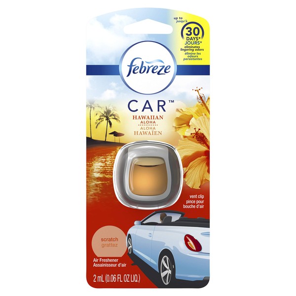 Febreze Car Air Fresheners, Hawaiian Aloha, Odor Eliminator for Strong