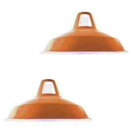 Pair of 2 Metal Orange Ceiling Lamp Shade Easy Fit Light Pendant 30cm Modern Ceiling Lighting Shade for Bedroom Restaurant Industrial Replacement Kitchen Light Shade Pendant Decorative Hanging Light