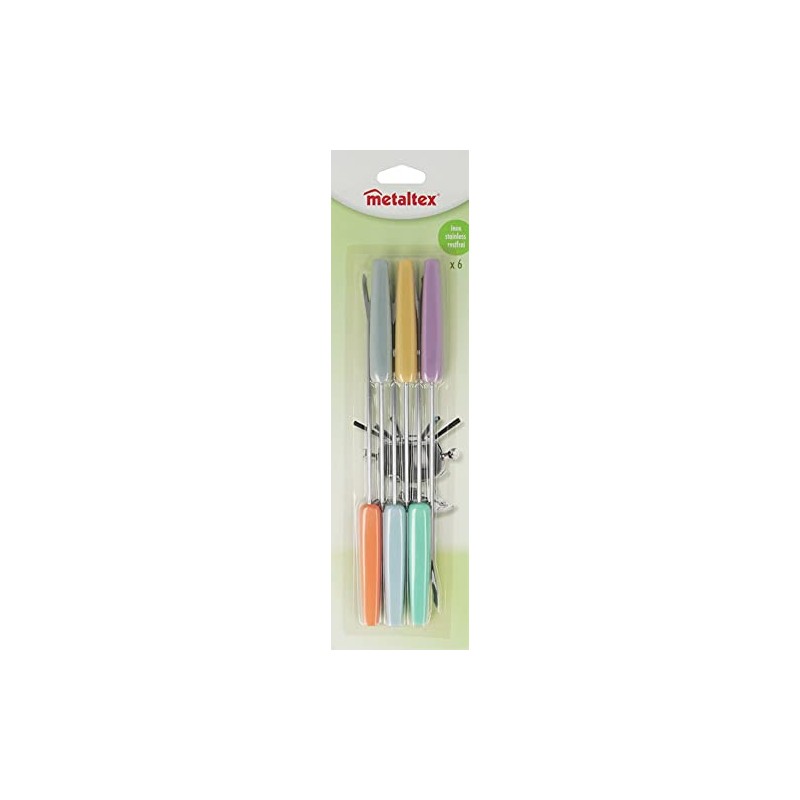 Metaltex Stainless Steel Fondue Forks, Silver, 9.45-Inch, 6-Piece