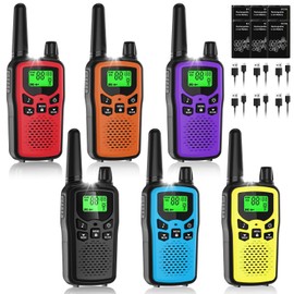Walkie Talkies for Adult Long Range, 6 Pack Rechargeable 2 Way Radios, LED Flashlight Hiking Accessories Camping Gear Gifts for Kids Family Emergency