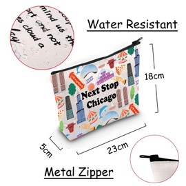 Chicago Travel Gift Next Stop Chicago Cosmetic Zipper Bag Chicago Trip Makeup Bag Chicago Landmark Travel Gift