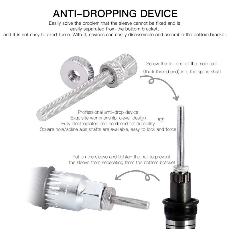 VGEBY Bottom Bracket Tool, Bicycle Bottom Bracket Removal Tool Anti-Drop