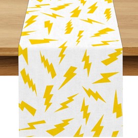 Buxiuer Lightning Bolt Table Runner Cartoon Themed Birthday Party Decoration Baby Showers Dining Room Home Kitchen Table Decor