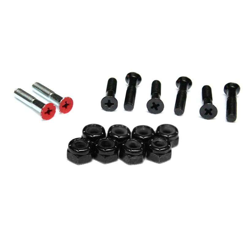 Skateboard Hardware 1 in Phillips Nuts & Bolts 2Red, 6blk