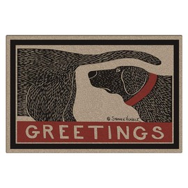 ATOLY Greetings Dog Indoor Mats | Indoor Door Mats and Rubber, Water Absorbing Low Key Door Mats- 23.6 x 15.7 Inch Brown