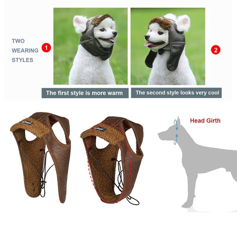 Leconpet Dog Aviator Hat, Dog Winter Pilot Hat with Ear