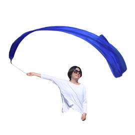 Winged Sirenny Silk Ribbon Dancer Wand 4m (4.4yds), Juggling Playsilk Streamer with Rods, Church Worship Praise Adoration Flag Banner (Blue)